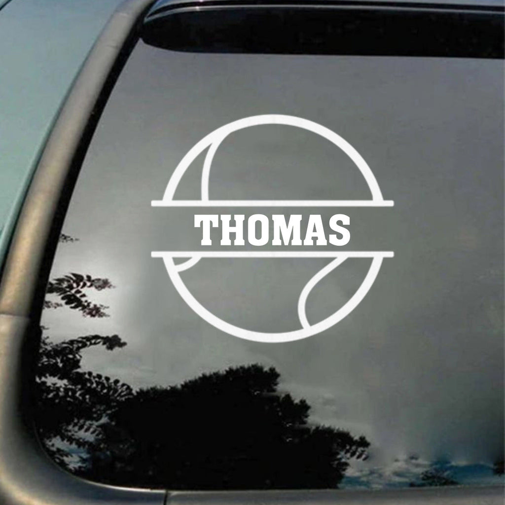 Personalized Sports Ball Decal — Custom Name & Number Sticker